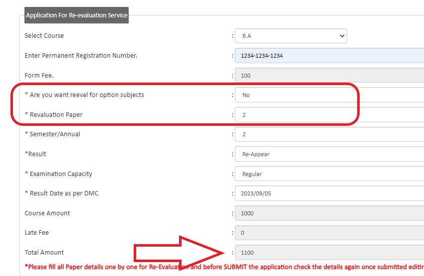 How to fill Revaluation Form Punjabi University Patiala Image-16